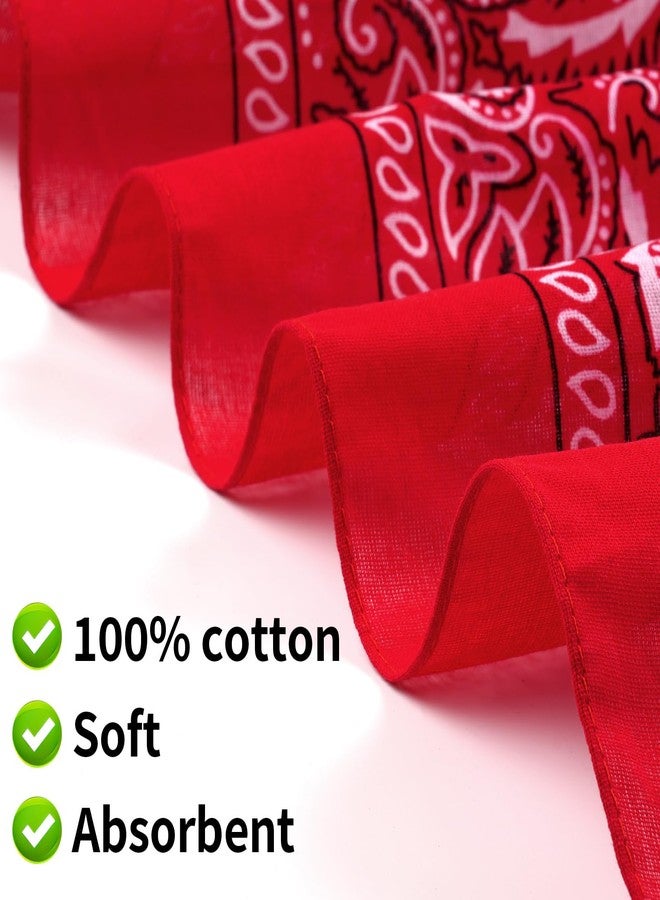 MOWPOG 6 Pack Pure Cotton Bandana, Multi-Purpose Square Handkerchief, Face Mask headband for Men and Women (Red) - Image 2